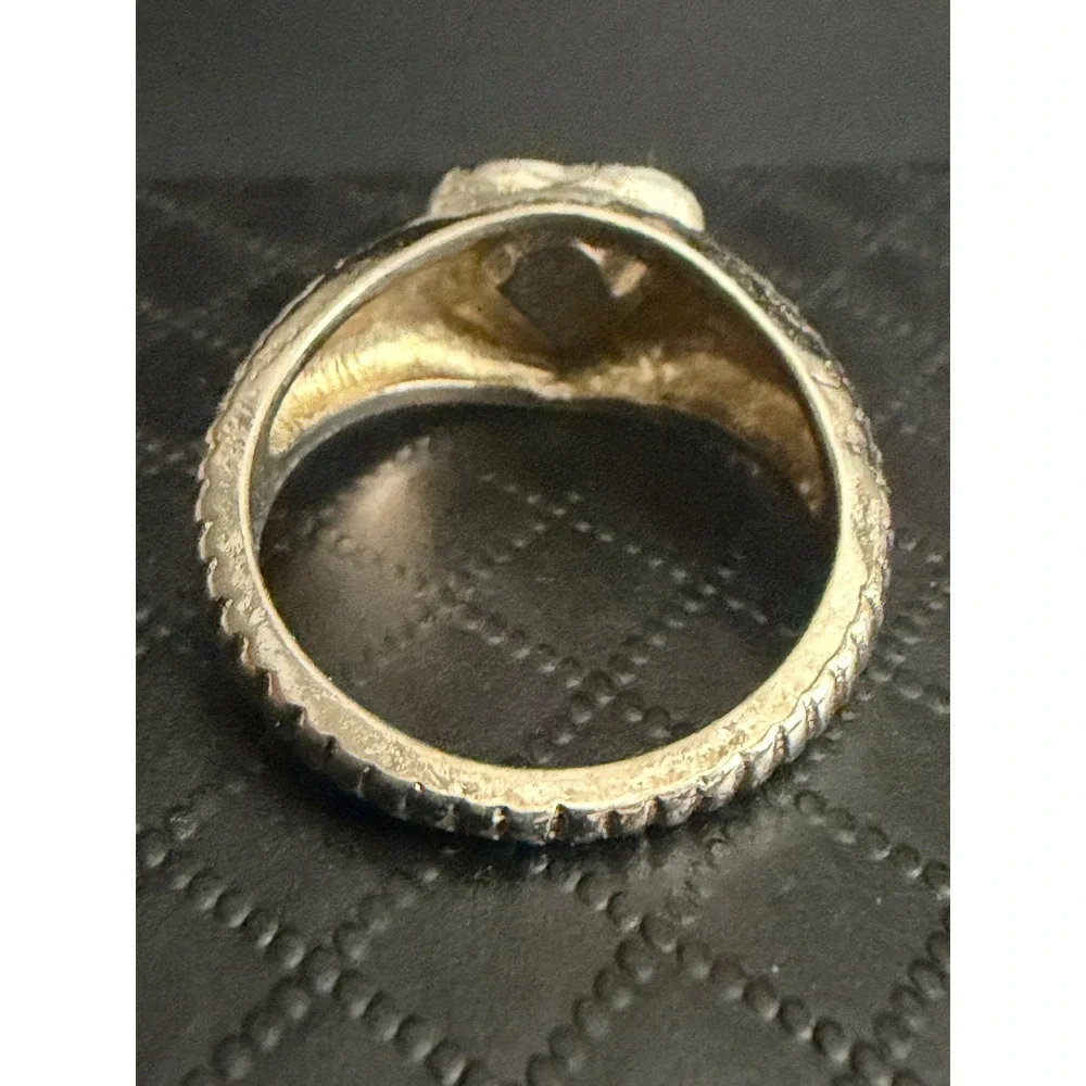 Rhinestone Cocktail Ring Heart Silver Tone